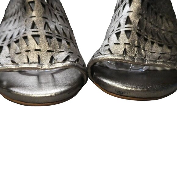 Jeffrey Campbell Silver Leather Peep Toe Shootie Ankle Bootie Heels Womens 8 - Picture 7 of 13